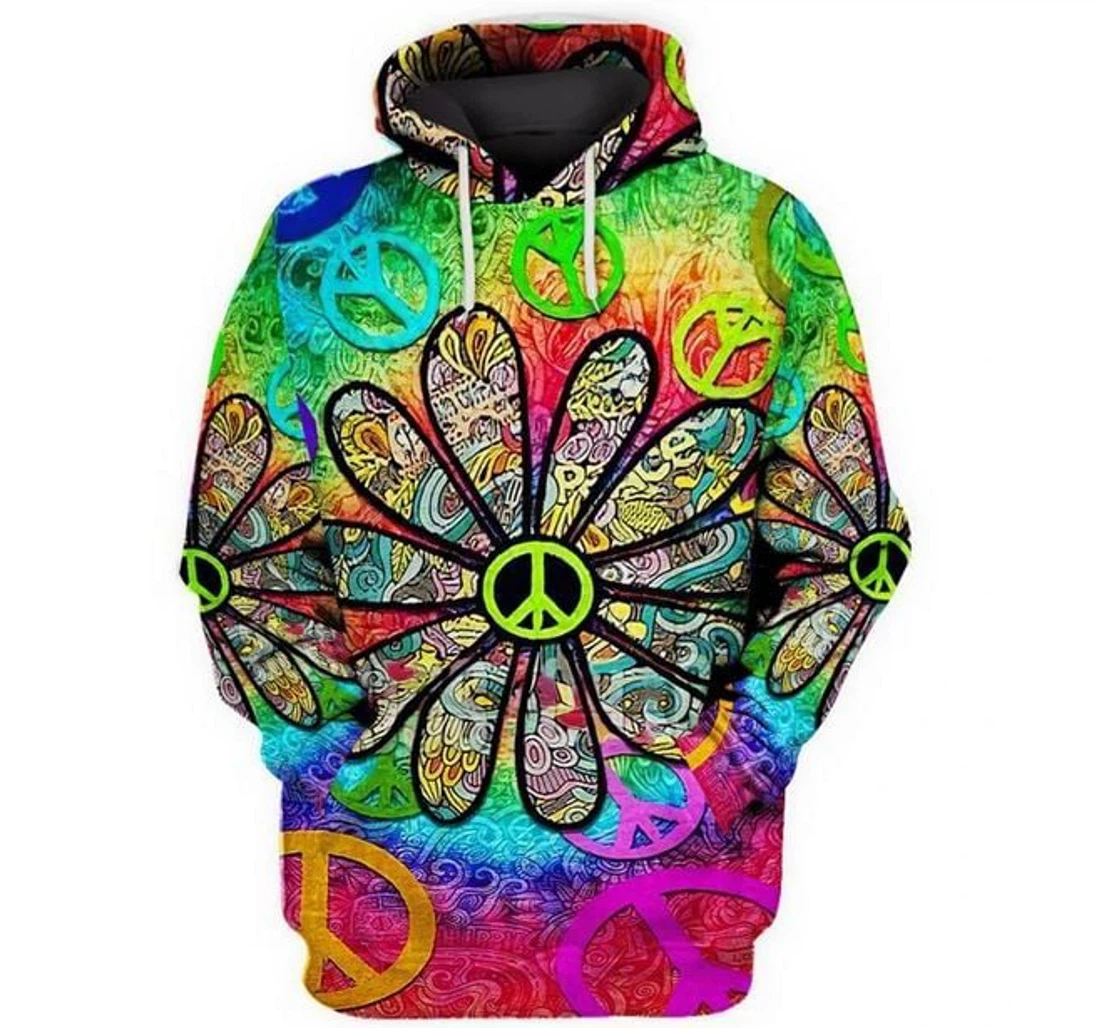 Personalized Flower Hippie Color - 3D Printed Pullover Hoodie