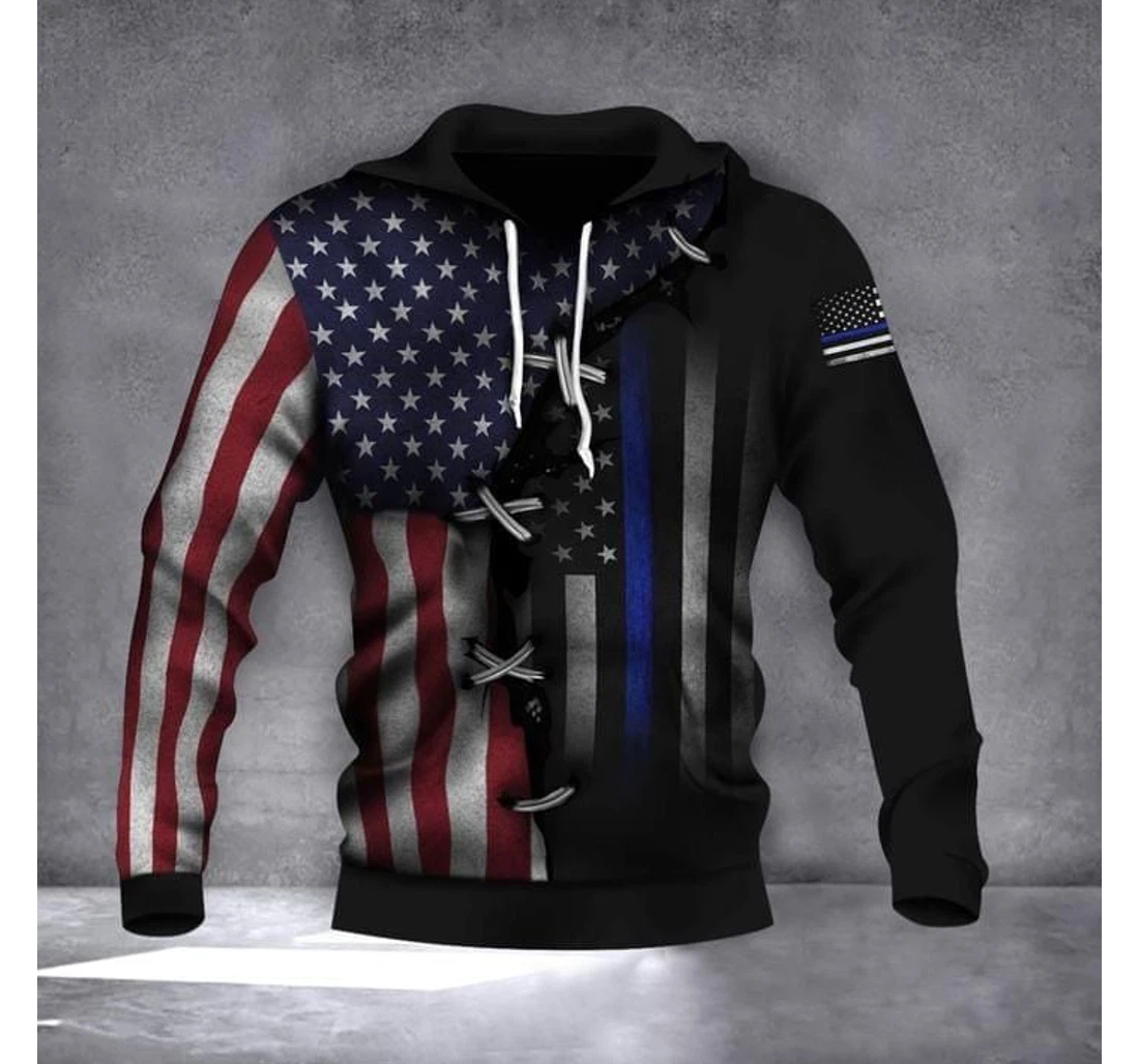 Personalized American The Blue Line Police Pan3hd - 3D Printed Pullover Hoodie