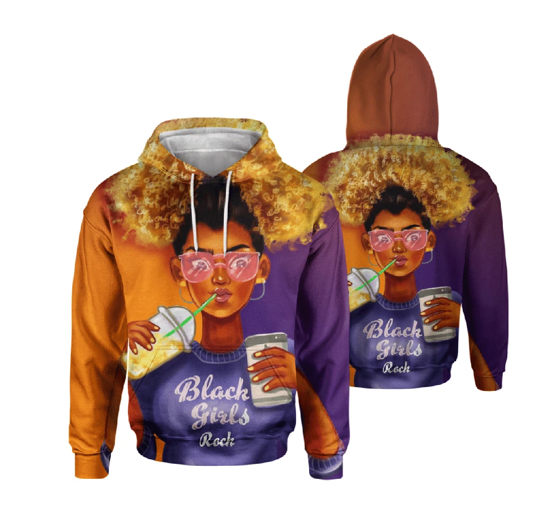 Personalized Girl Rock African American - 3D Printed Pullover Hoodie