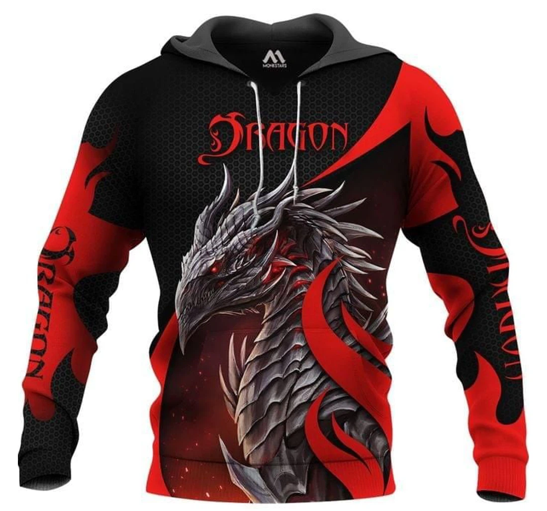 Personalized Dragon Red - 3D Printed Pullover Hoodie