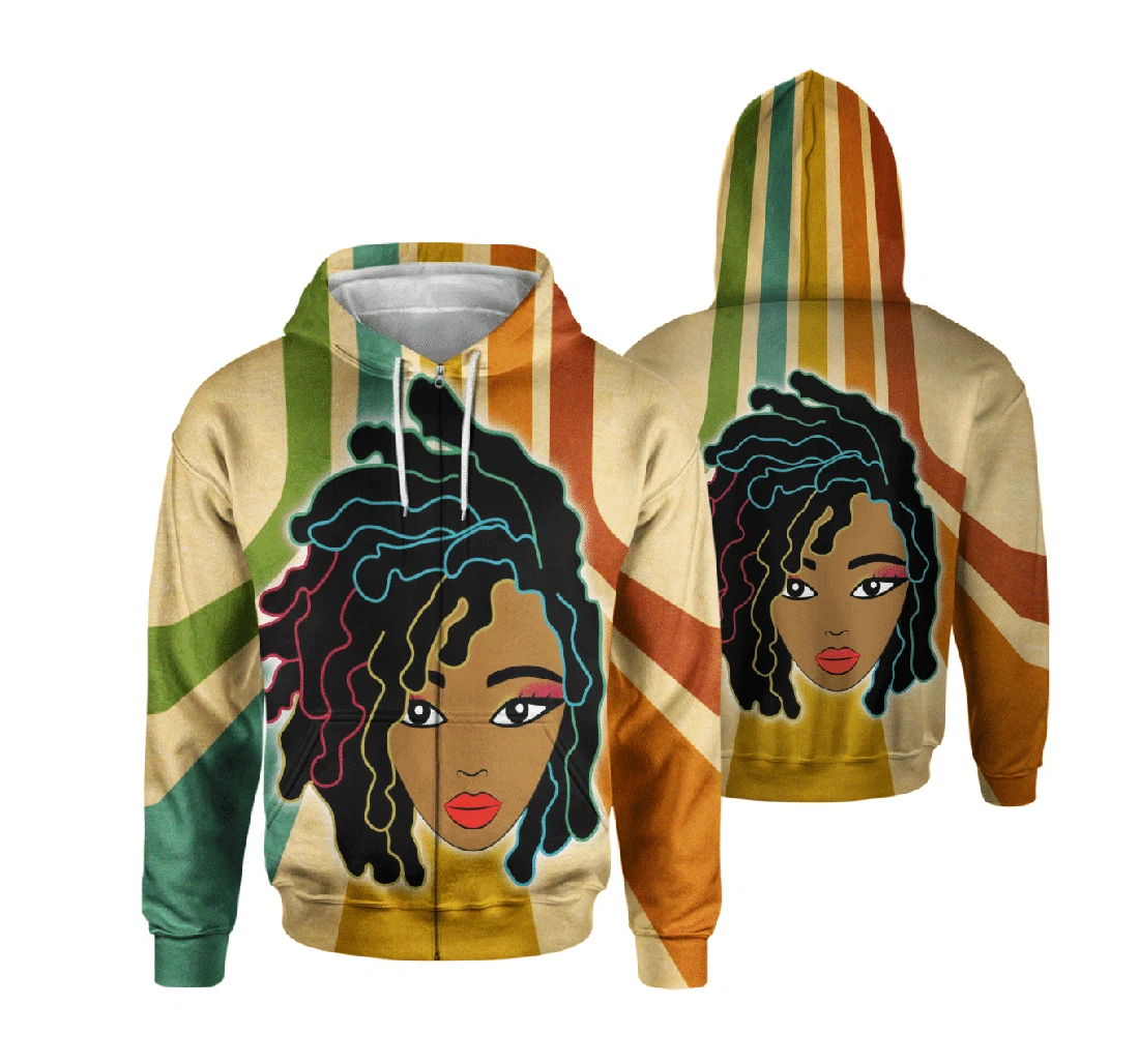 Personalized Girl Dreadlock Art African American - 3D Printed Pullover Hoodie