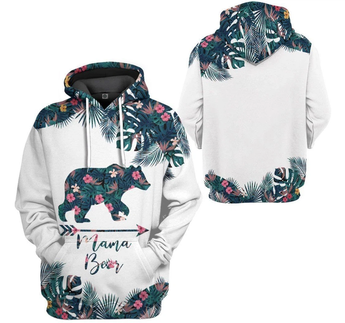 Personalized Flower Mama Bear Mother's Day - 3D Printed Pullover Hoodie