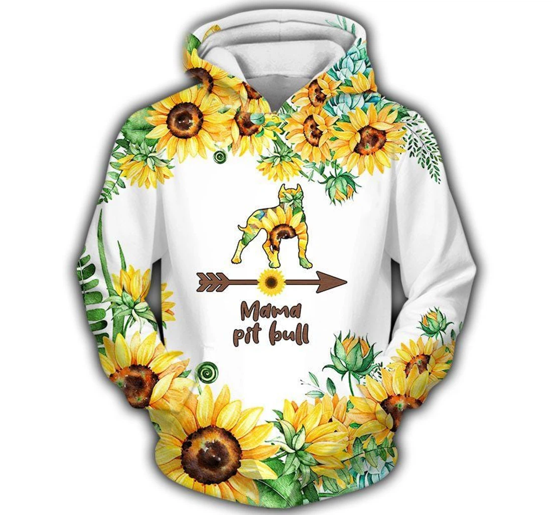 Personalized Sunflower Mama Pitbull Mother's Day - 3D Printed Pullover Hoodie