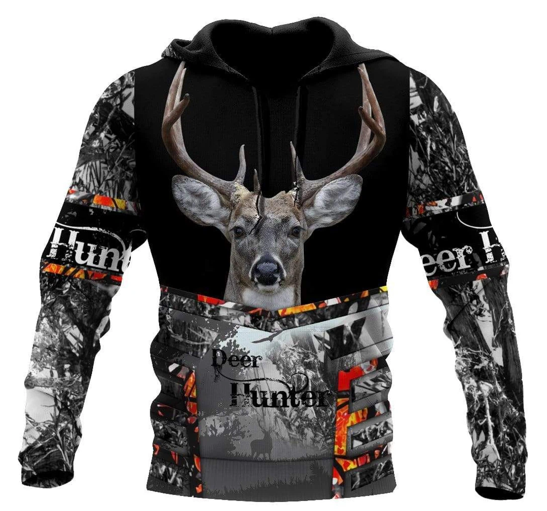 Personalized Deer Hunter With Forest Pattern - 3D Printed Pullover Hoodie