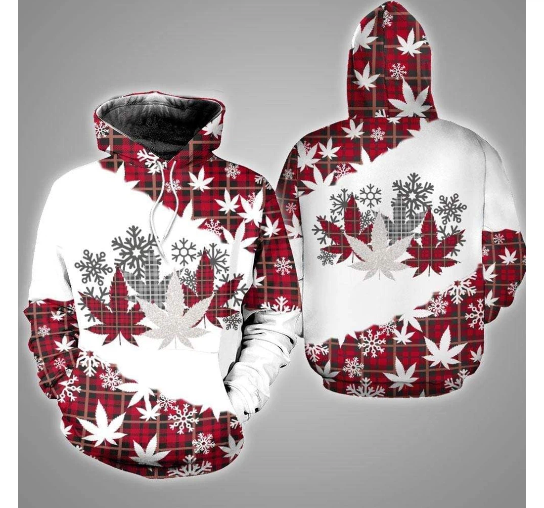 Personalized Awesome Christmas Tartan Weed Cannabis Hoodied - 3D Printed Pullover Hoodie