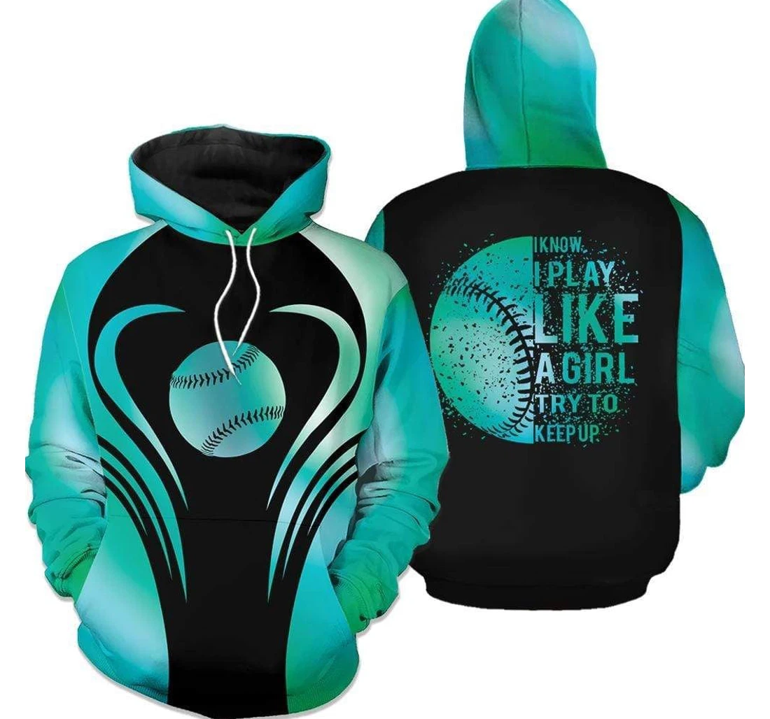 Personalized Softball Keep Up - 3D Printed Pullover Hoodie