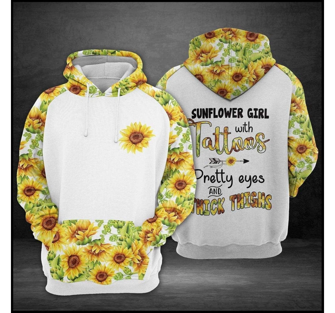 Personalized Sunflower Girl With Tattoos - 3D Printed Pullover Hoodie