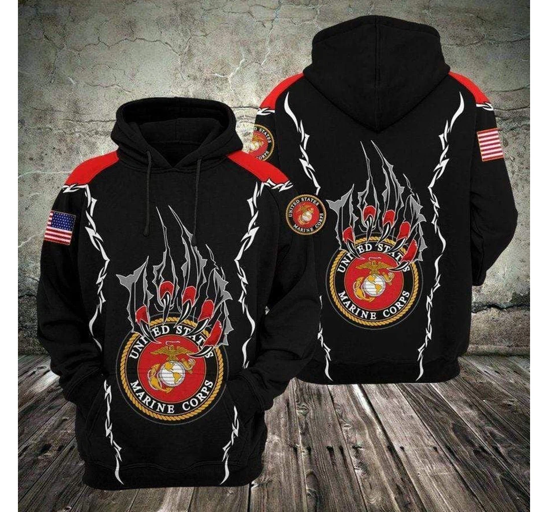 Personalized U Marine Corps Scratching - 3D Printed Pullover Hoodie