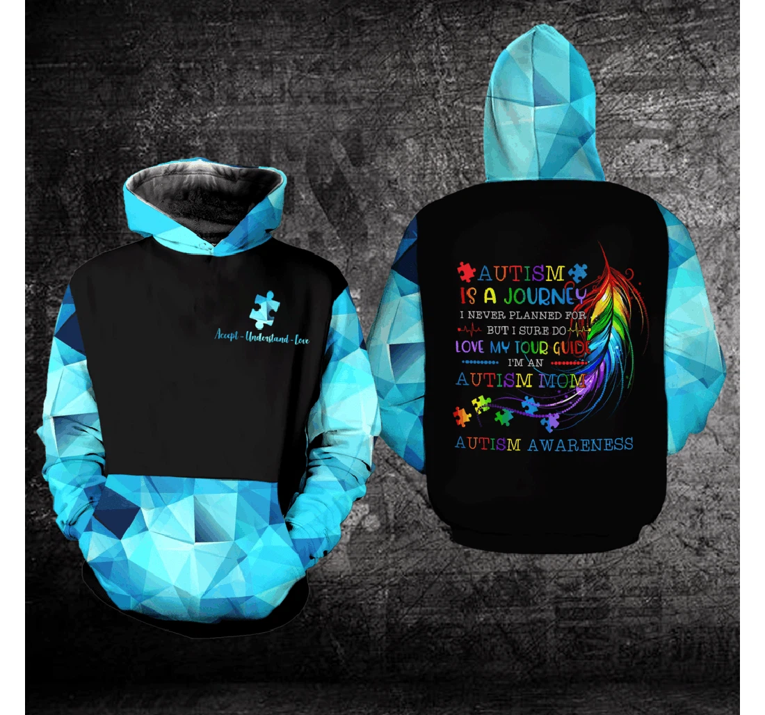 Personalized Accept Understand Love Autism Mom Mother's Day Pan3hd - 3D Printed Pullover Hoodie
