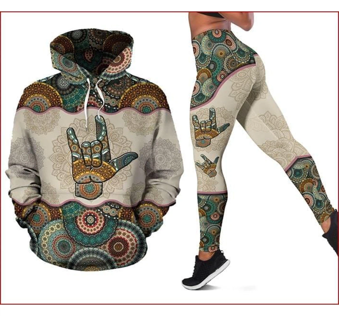 Personalized Sign Language Mandala Style Legging - 3D Printed Pullover Hoodie