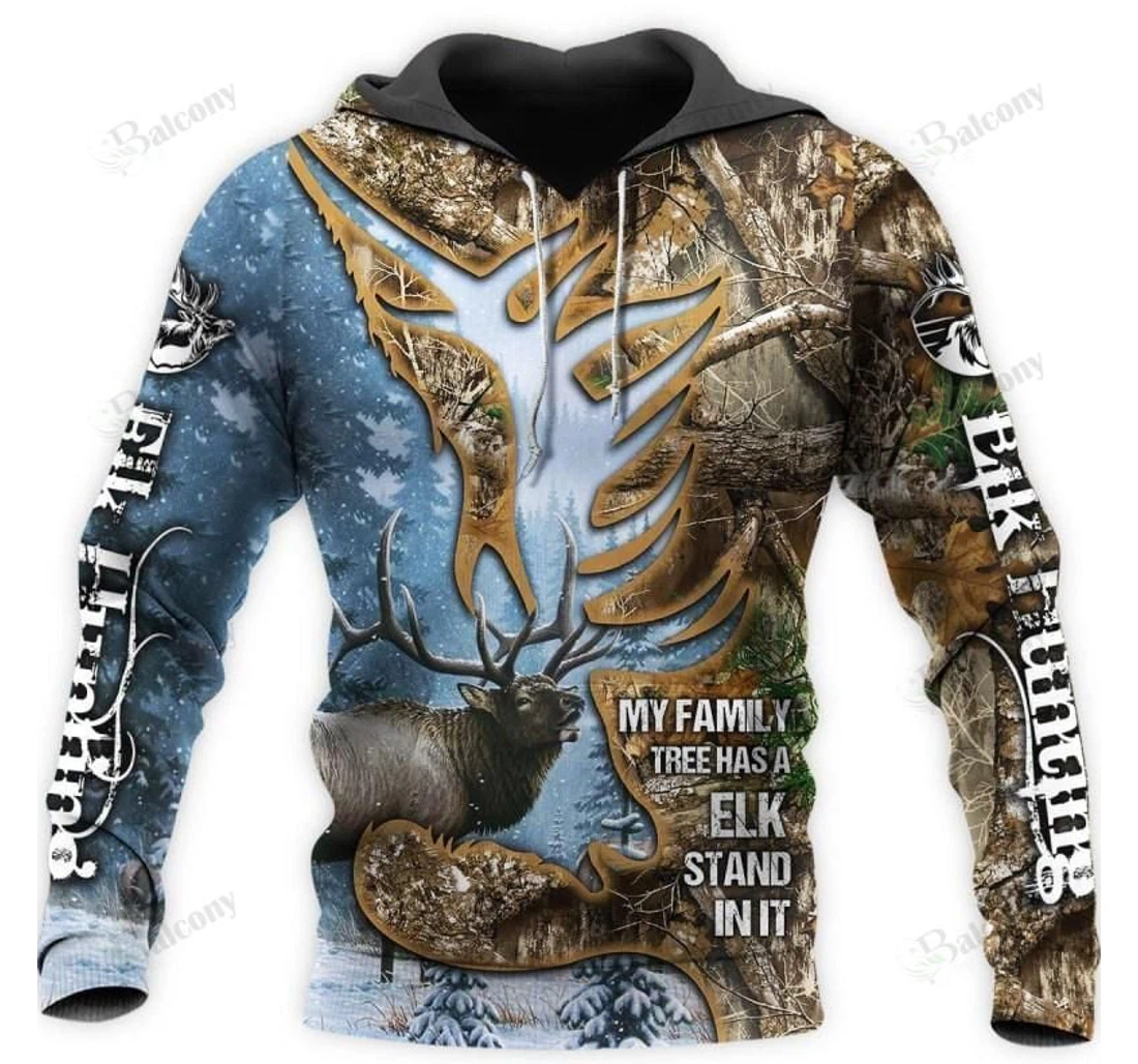 Personalized Deer Hunting My Family Tree Has A Elk Stand In It - 3D Printed Pullover Hoodie