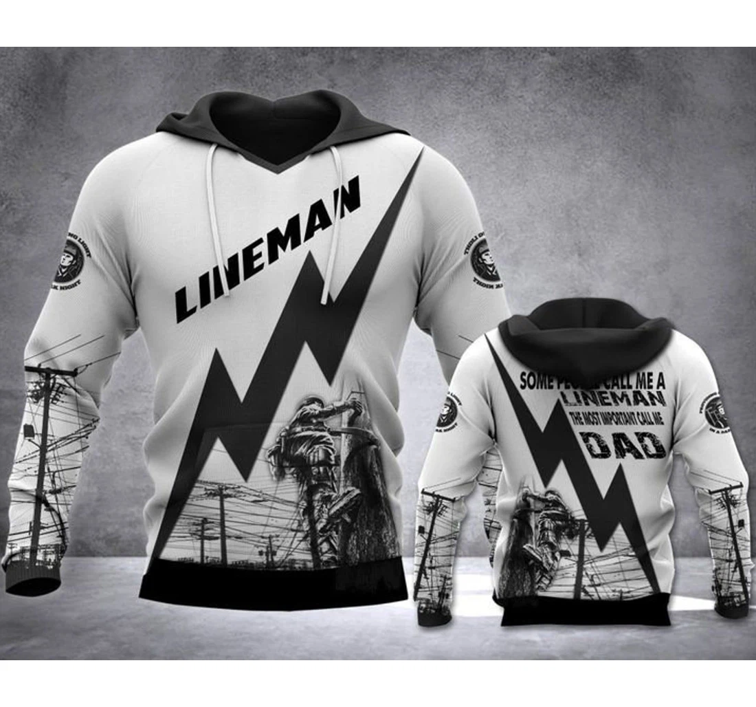 Personalized Dad Lineman Dad - 3D Printed Pullover Hoodie