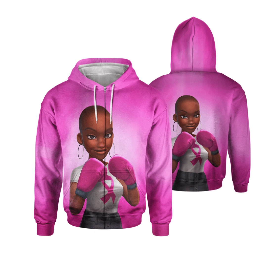 Personalized Breast Cancer Awareness Girl Pink Pan3hd - 3D Printed Pullover Hoodie