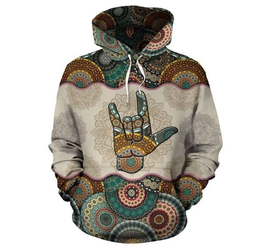 Personalized Sign Language Mandala - 3D Printed Pullover Hoodie