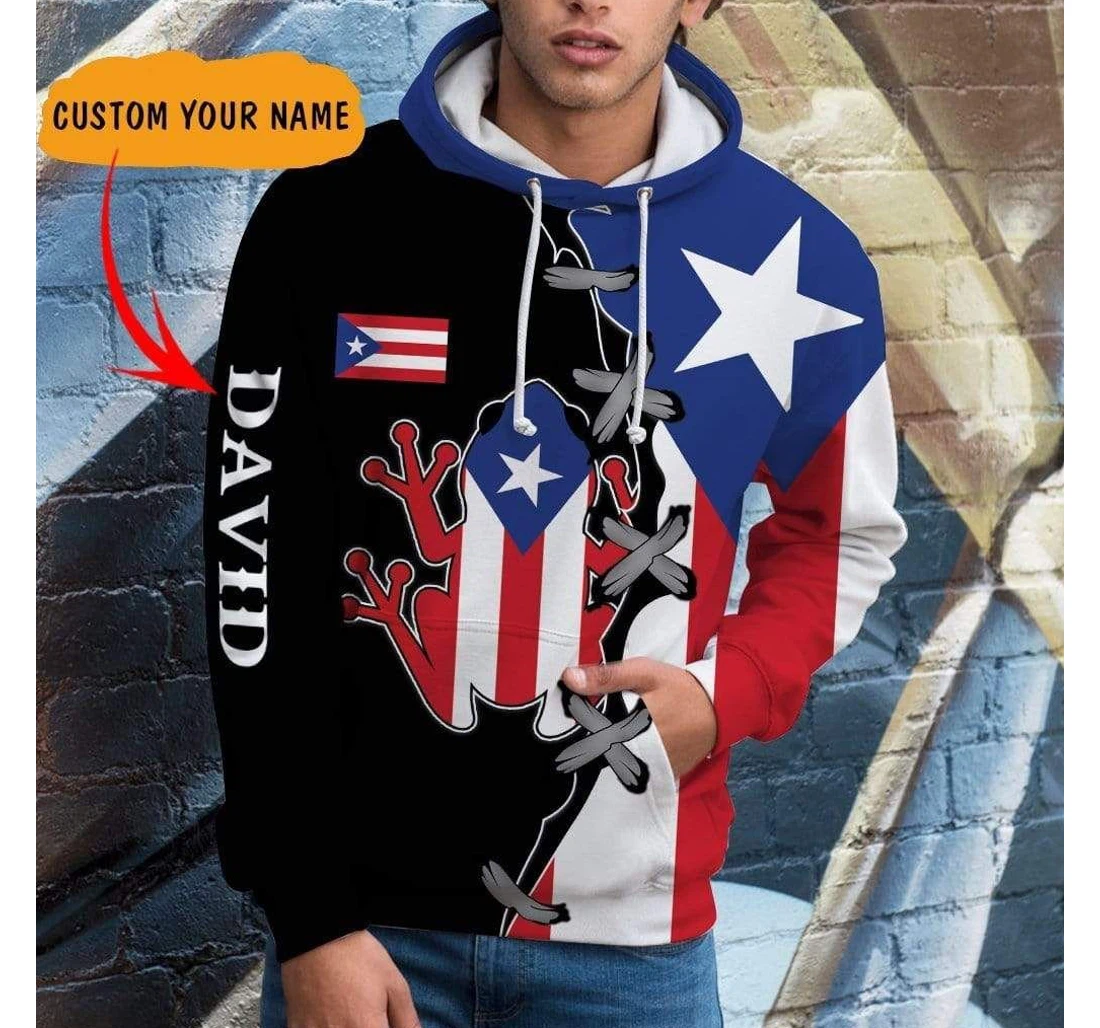Personalized Proud Puerto Rico Custom Name - 3D Printed Pullover Hoodie