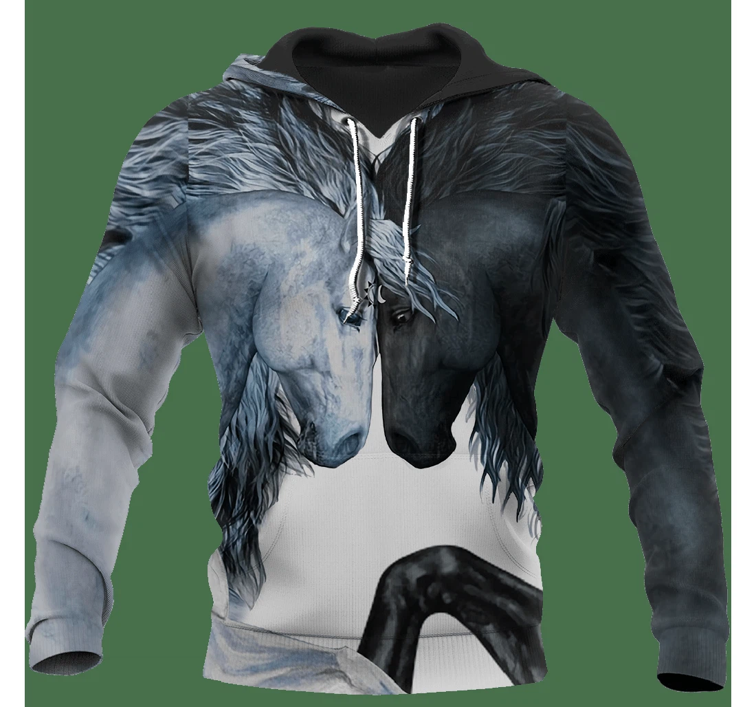 Personalized Couple Love Horse White - 3D Printed Pullover Hoodie