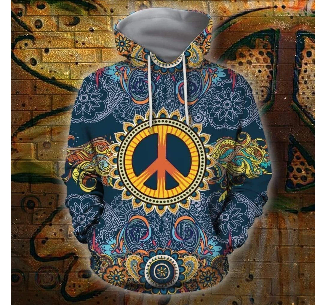 Personalized Blue Hippie Mandala Pattern - 3D Printed Pullover Hoodie