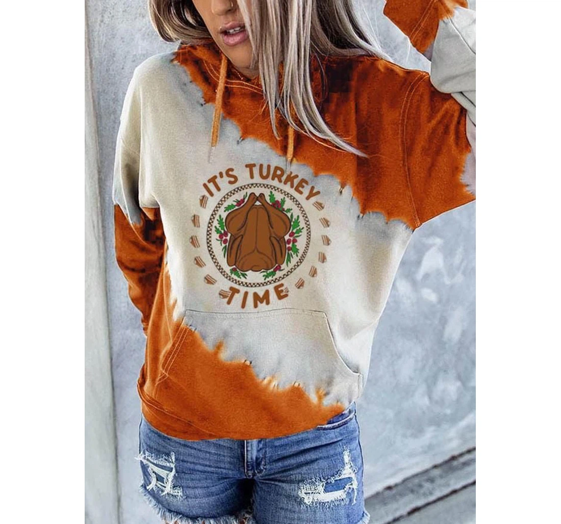 Personalized It's Turkey Time Thanksgiving - 3D Printed Pullover Hoodie