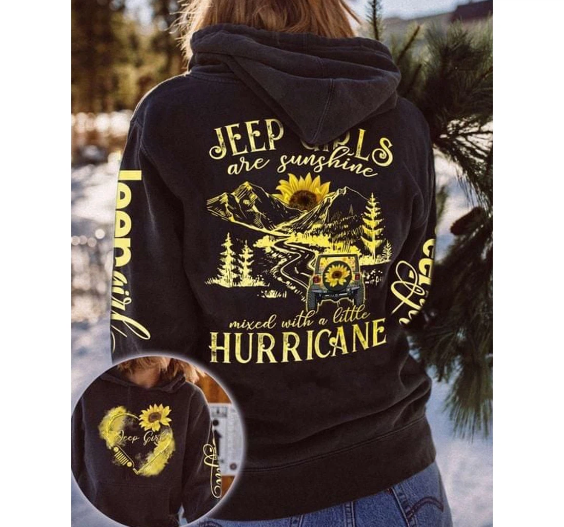 Personalized Jeep Sunflower Jeep Girls Are Sunshine Pan3hd - 3D Printed Pullover Hoodie