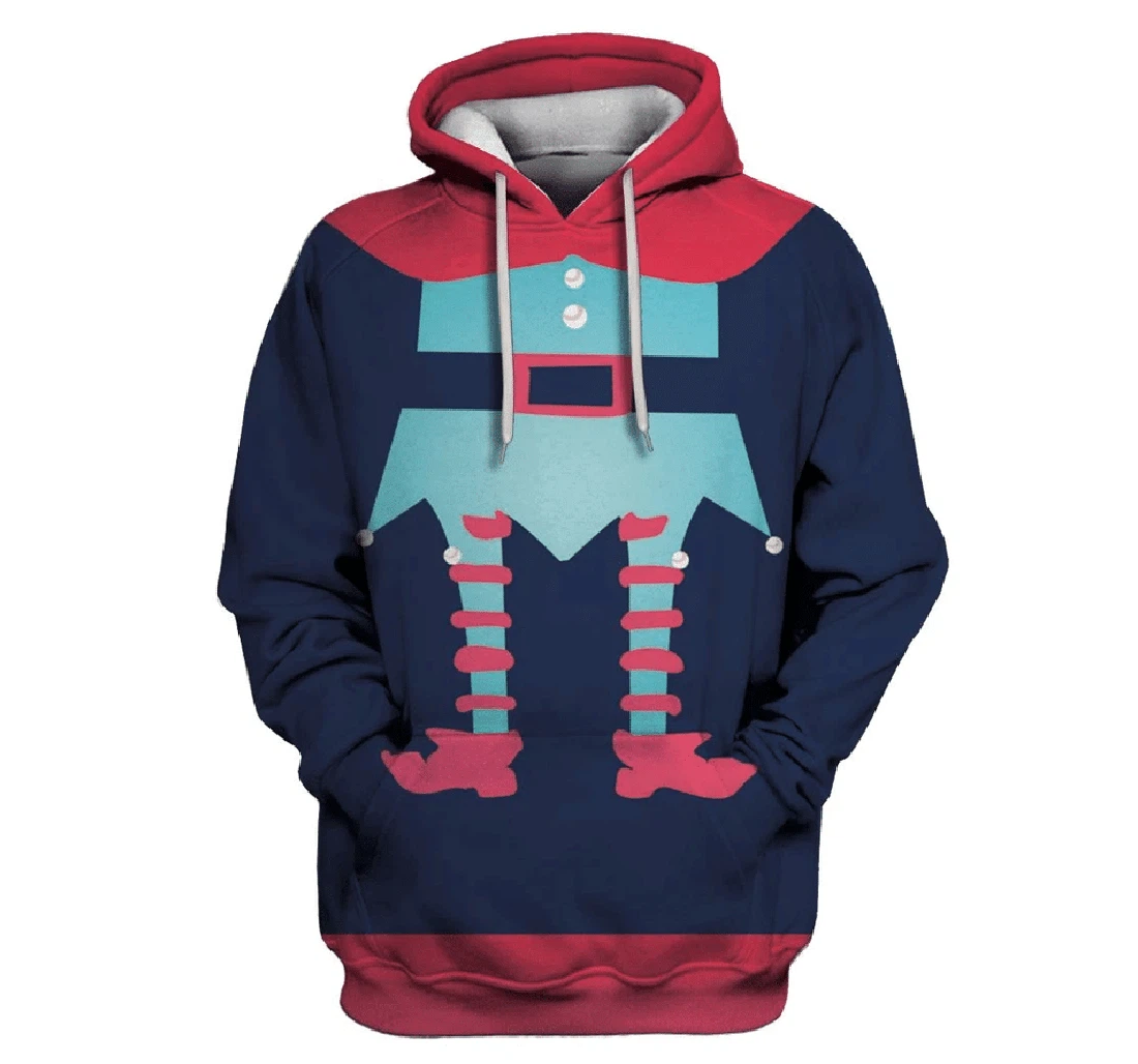 Personalized Christmas Elf Santa Claus Helper - 3D Printed Pullover Hoodie