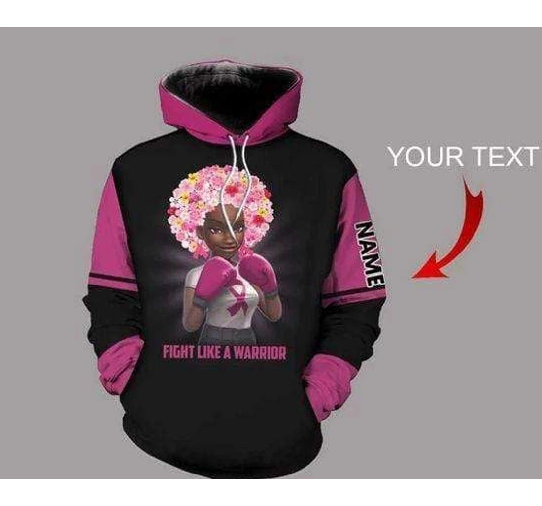 Personalized Fight Like A Warrior Breast Cancer Awareness Custom Name - 3D Printed Pullover Hoodie