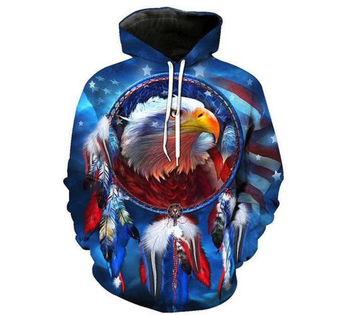 Personalized Eagle Dreamcatcher Native Independence Day Hn3d - 3D Printed Pullover Hoodie