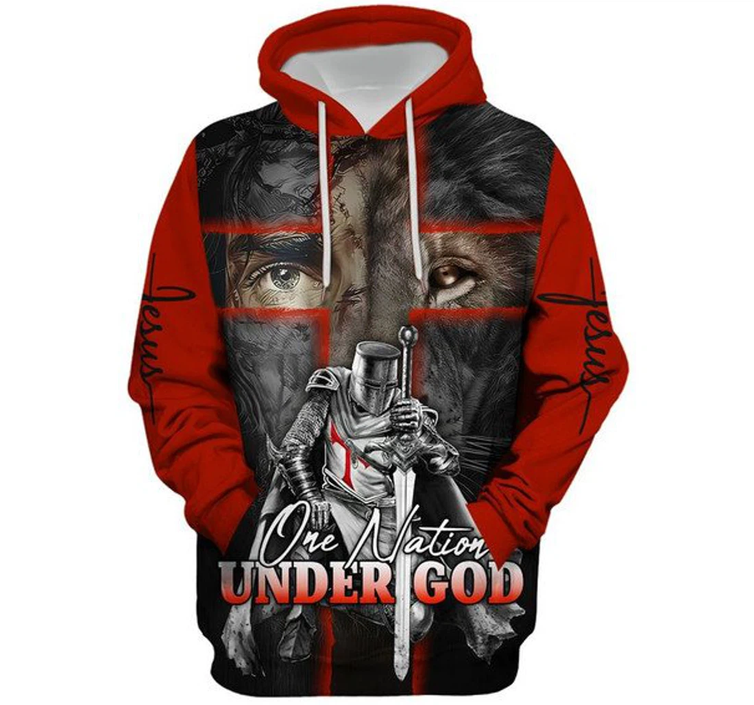 Personalized Jesus Warrior One Nation Under God N - 3D Printed Pullover Hoodie