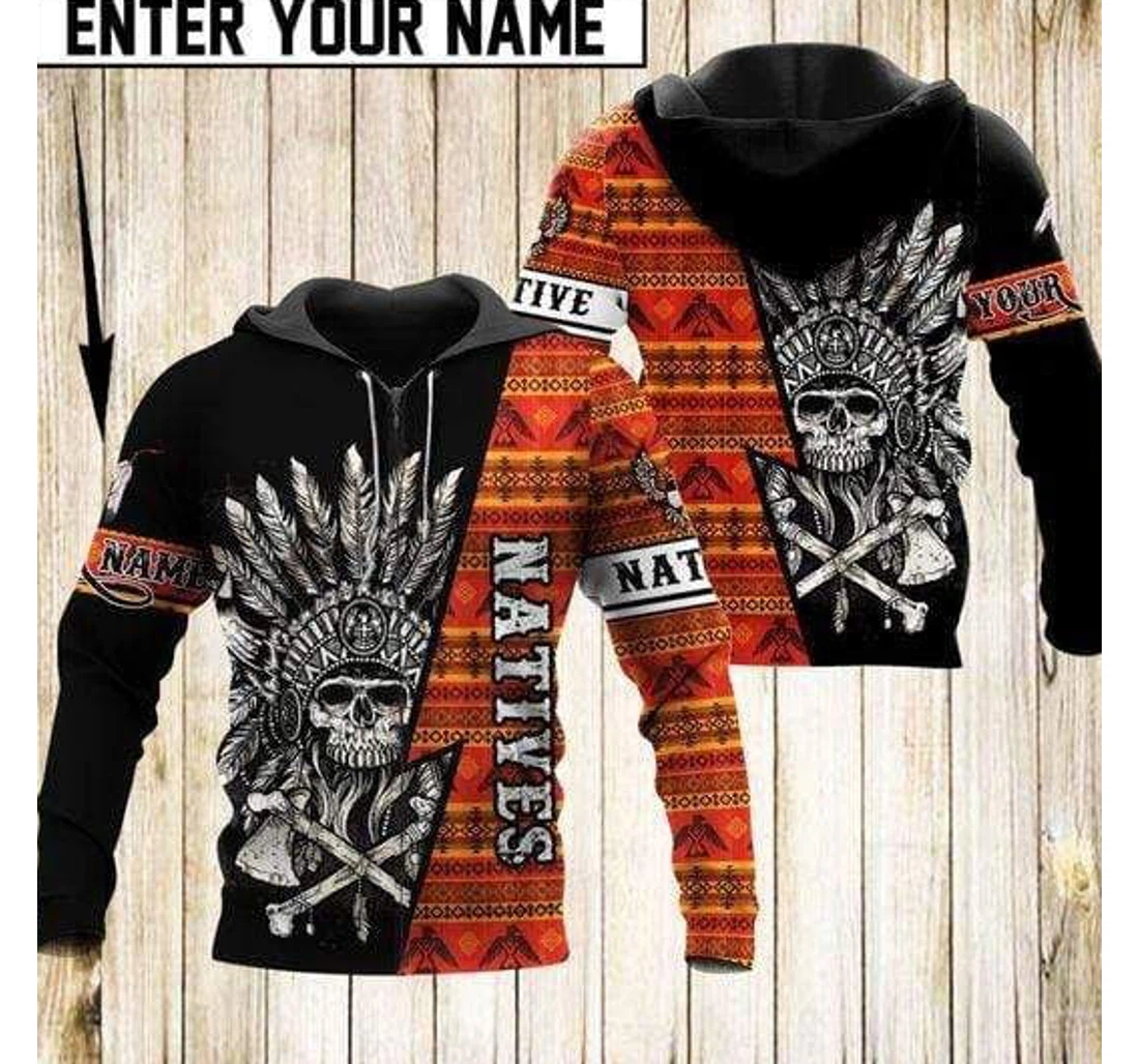 Personalized Native American Skull Custom Name - 3D Printed Pullover Hoodie
