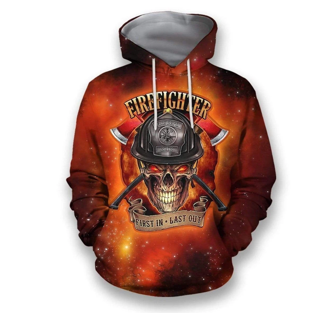 Personalized Firefighter Skull Fire - 3D Printed Pullover Hoodie