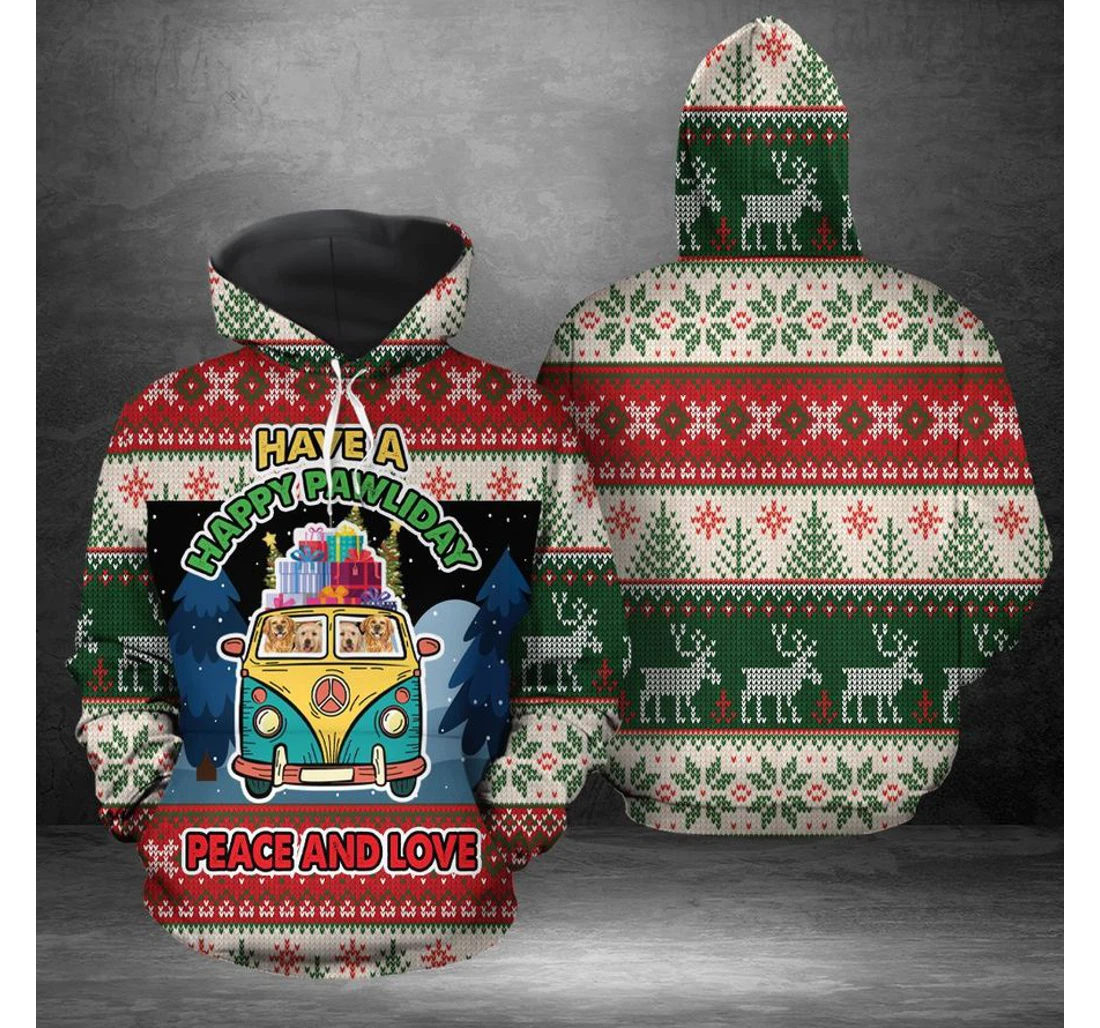 Personalized Golden Retriever Have A Happy Holiday - 3D Printed Pullover Hoodie