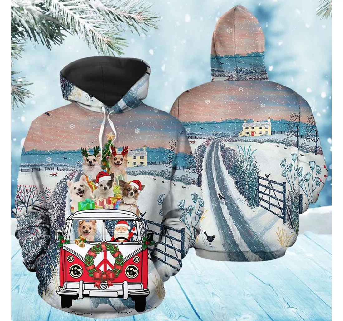 Personalized Chihuahua Santa Christmas - 3D Printed Pullover Hoodie