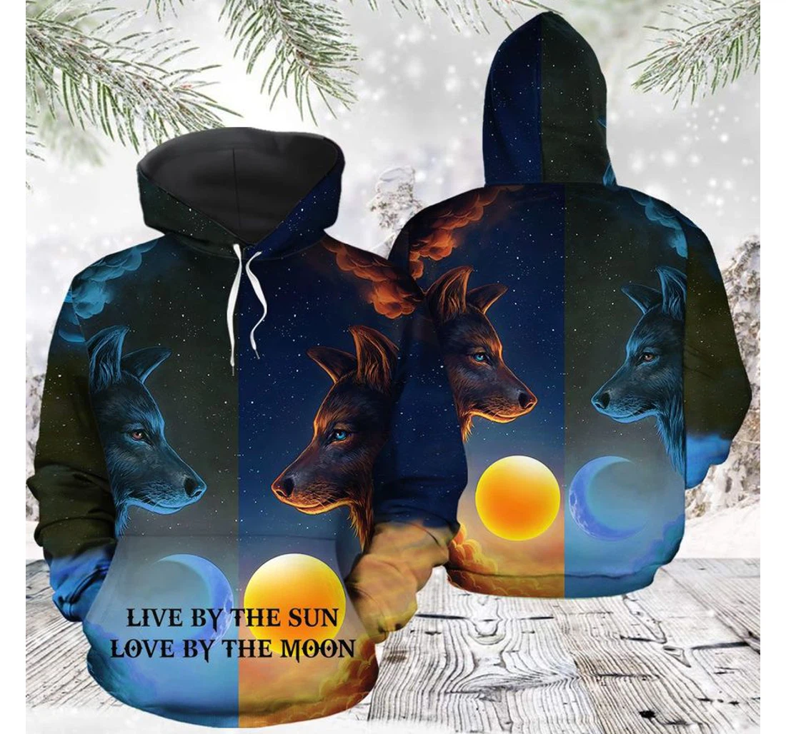 Personalized Wolf Sun Moon - 3D Printed Pullover Hoodie