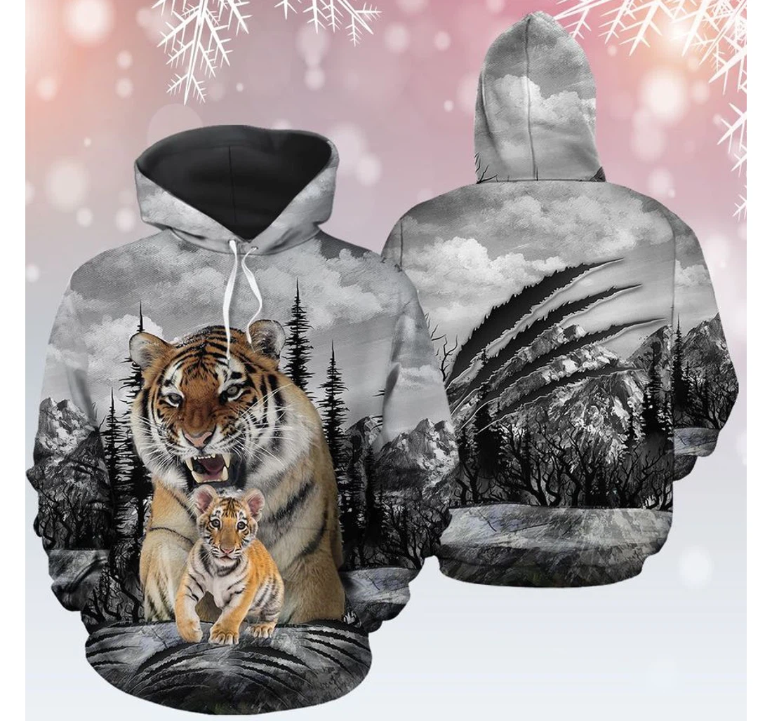 Personalized Tiger Family Scratch - 3D Printed Pullover Hoodie