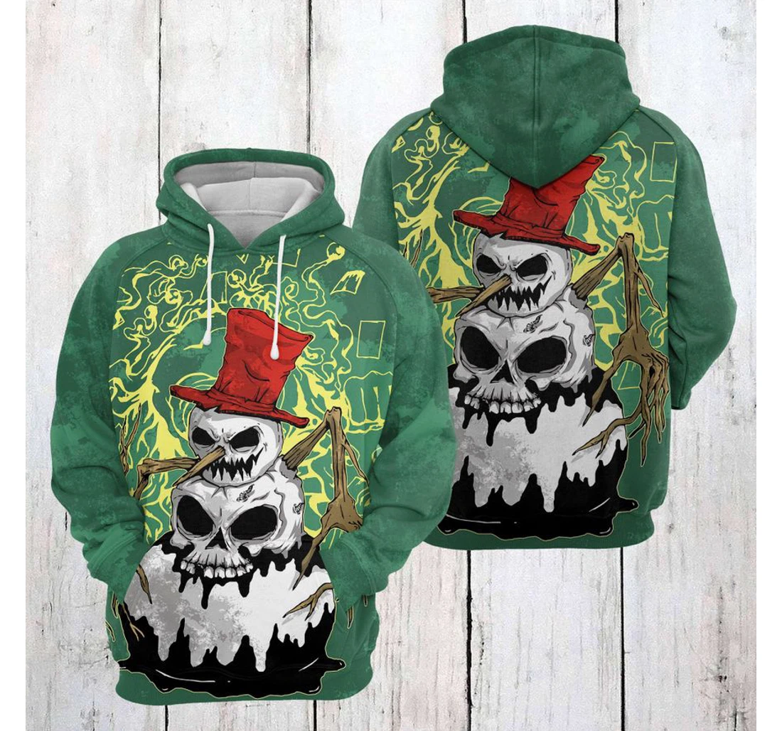Personalized Snowman Skull - 3D Printed Pullover Hoodie
