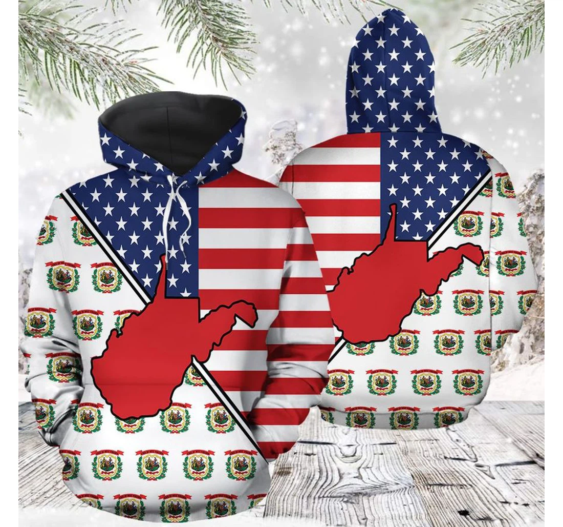 Personalized West Virginia Amazing Map - 3D Printed Pullover Hoodie