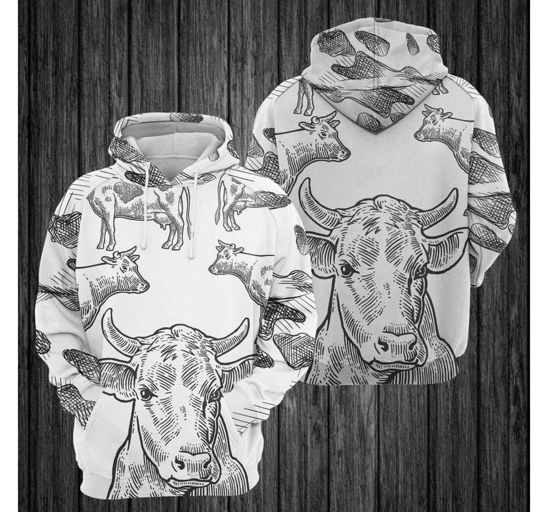 Personalized Cow Family - 3D Printed Pullover Hoodie