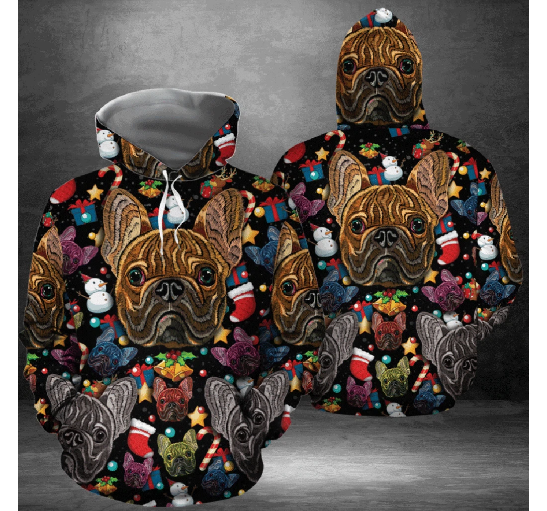 Personalized Bulldog Christmas Pattern - 3D Printed Pullover Hoodie