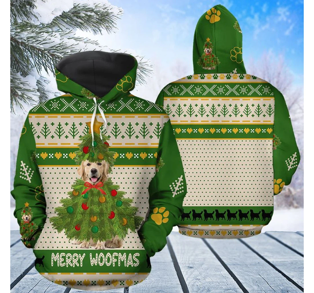 Personalized Golden Retriever Merry Woofmas - 3D Printed Pullover Hoodie