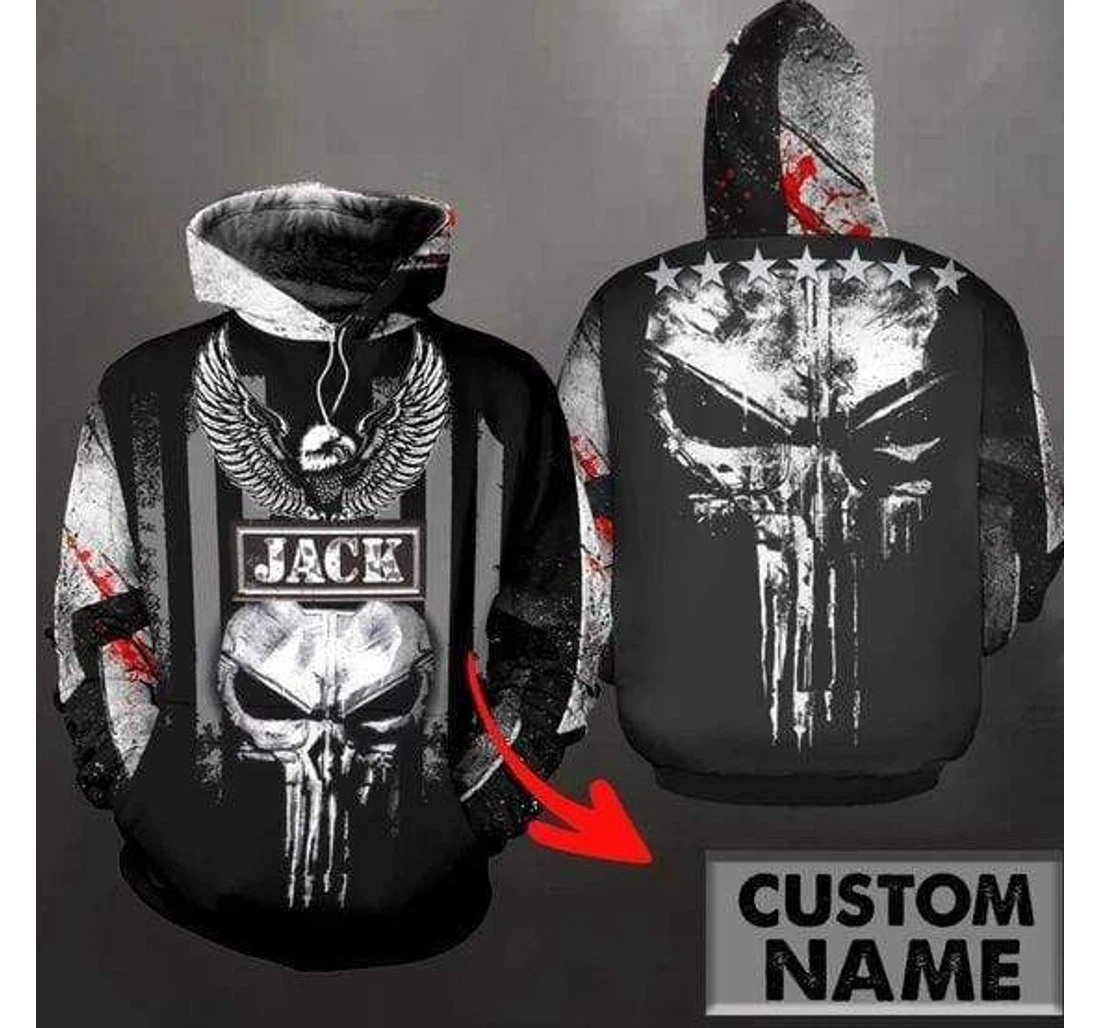 Personalized Pns Skull Custom Name - 3D Printed Pullover Hoodie