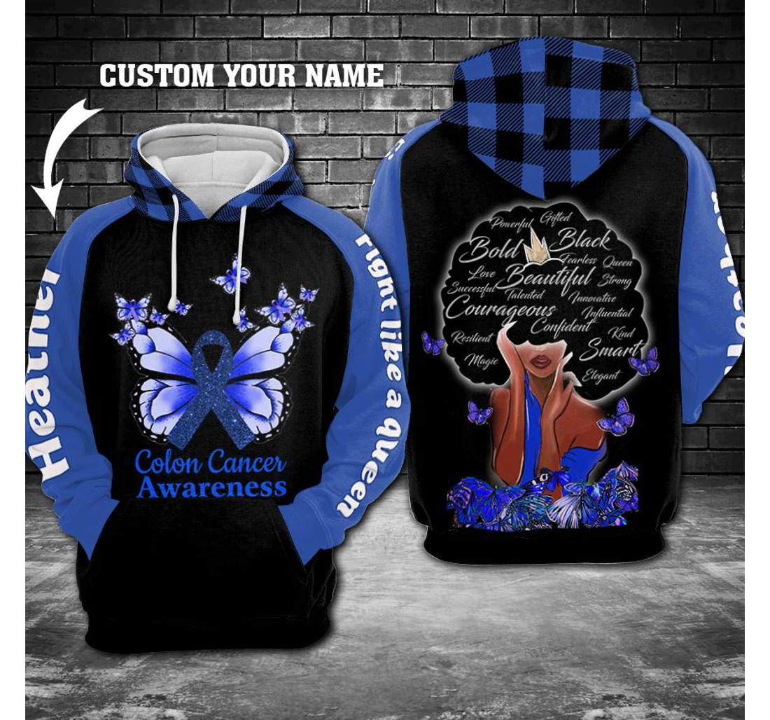 Colon Cancer Fight Like A Queen Custom - 3D Printed Pullover Hoodie