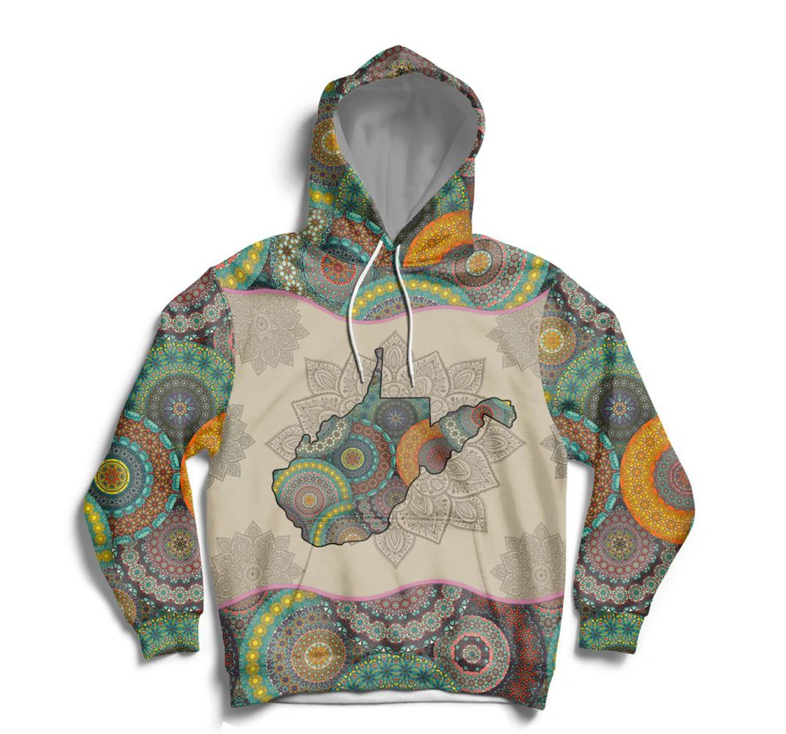 Personalized Awesome West Virginia Mandala - 3D Printed Pullover Hoodie