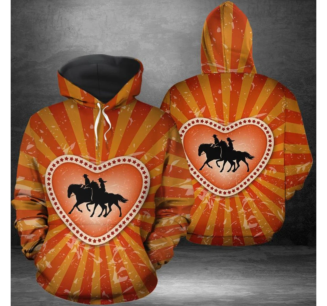 Personalized Valentine Day Couple Rodeo - 3D Printed Pullover Hoodie