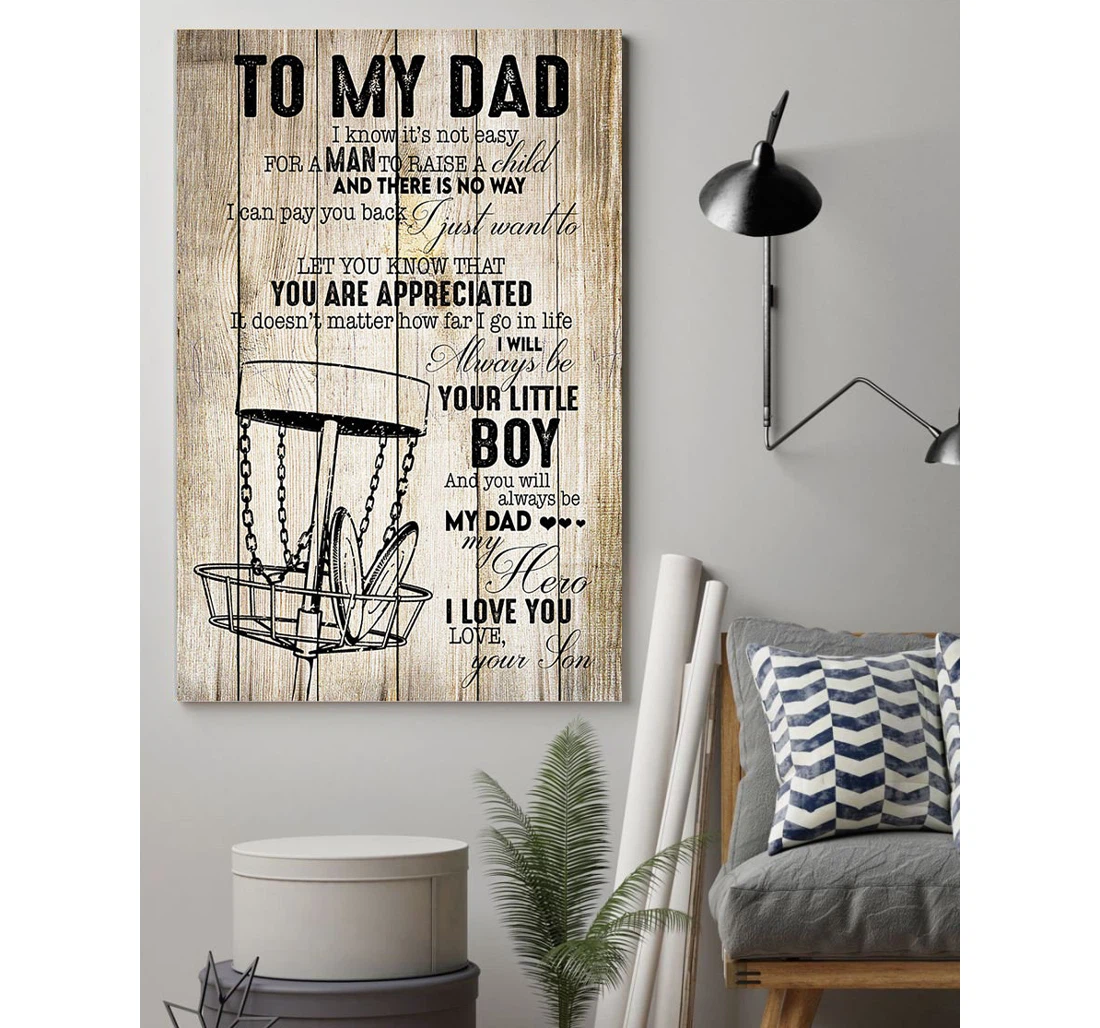 Personalized Poster, Canvas - Disc Golf Little To Dad Son And Dad Print Framed Wall Art