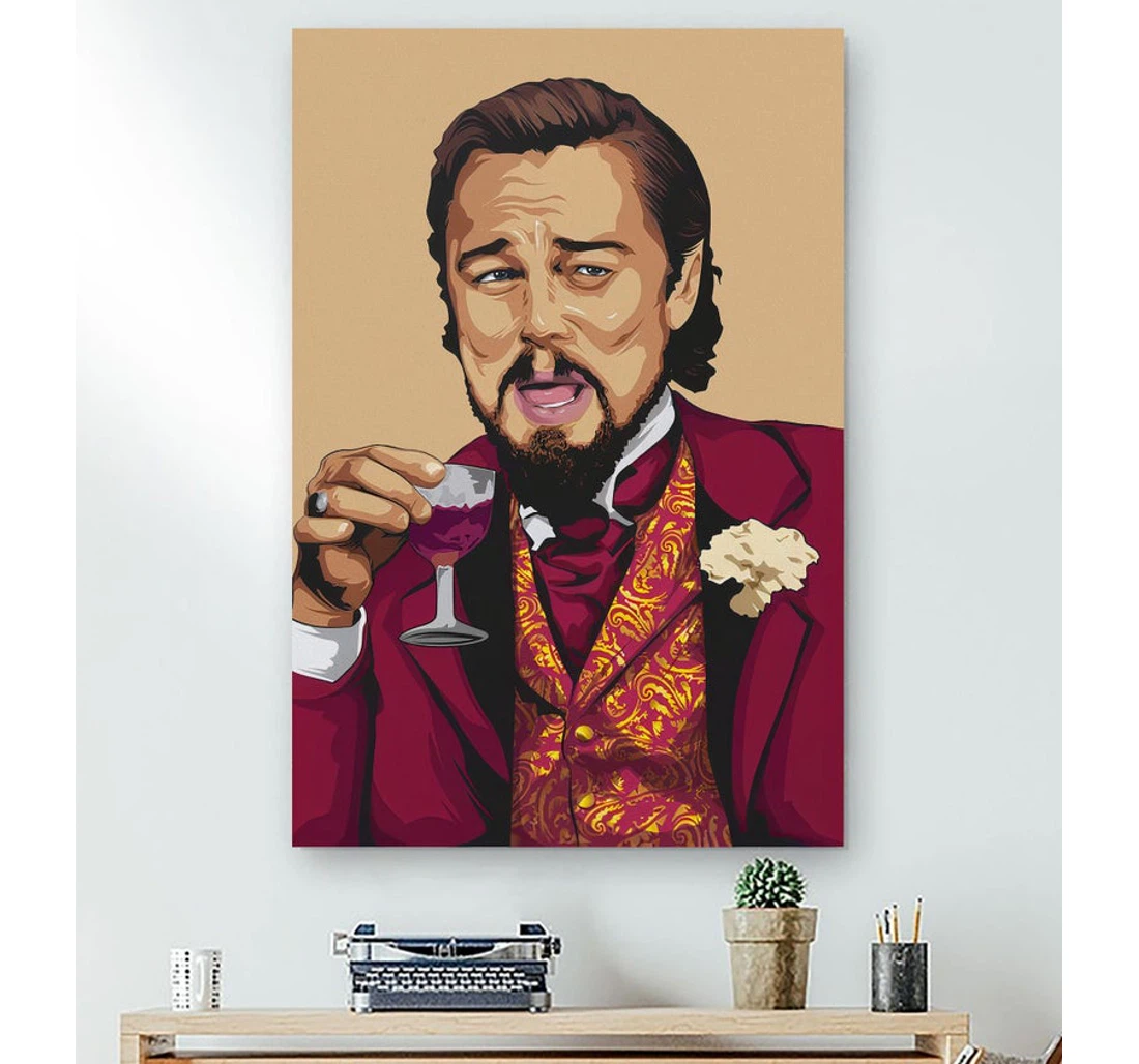 Personalized Poster, Canvas - Leo Laughing Django Meme Inspired Print Framed Wall Art