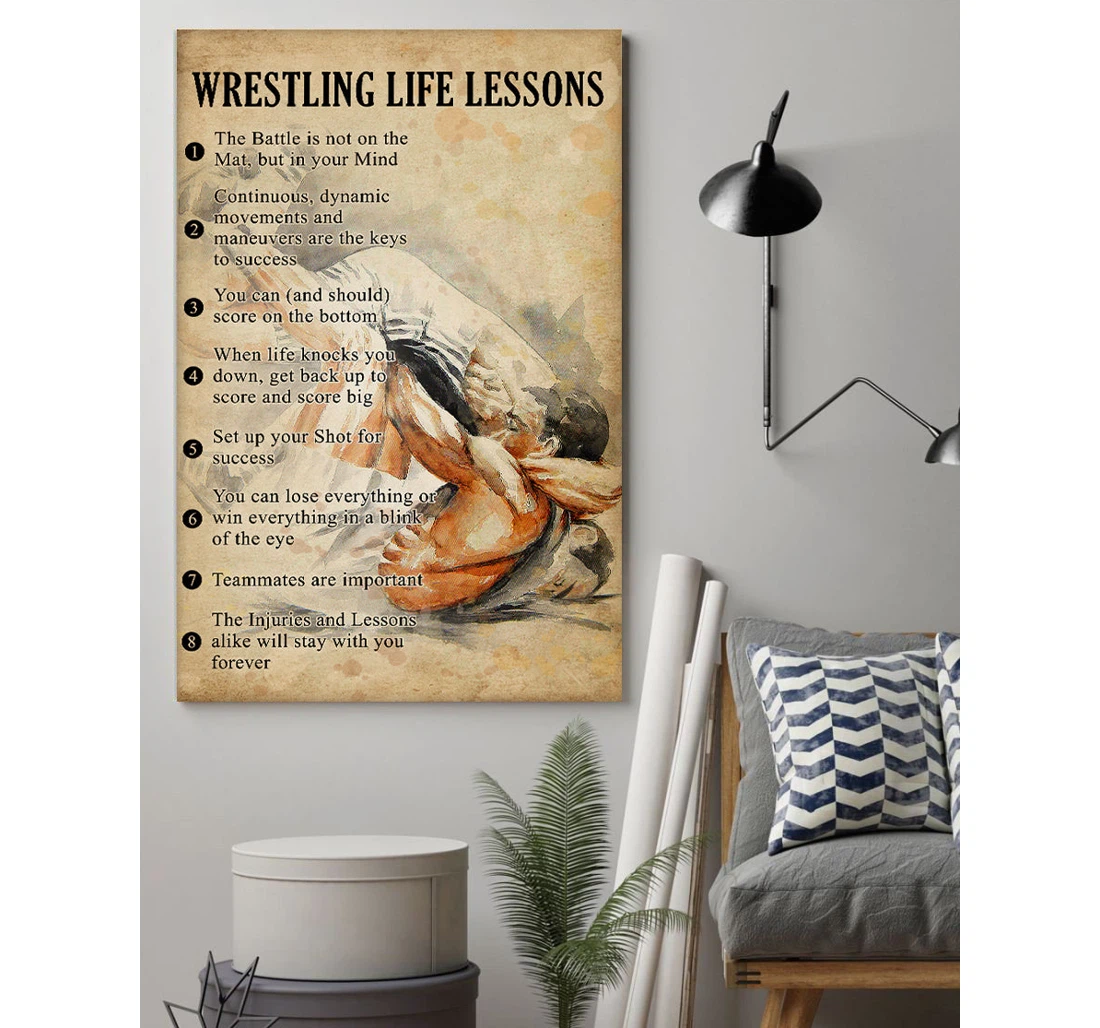 Personalized Poster, Canvas - Wrestling Life Lessons Print Framed Wall Art