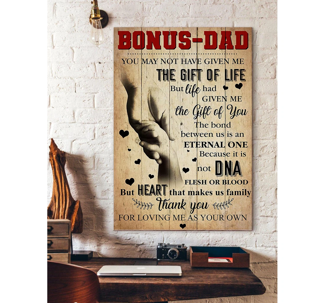 Personalized Poster, Canvas - Thank Step Dad Father Day Print Framed Wall Art