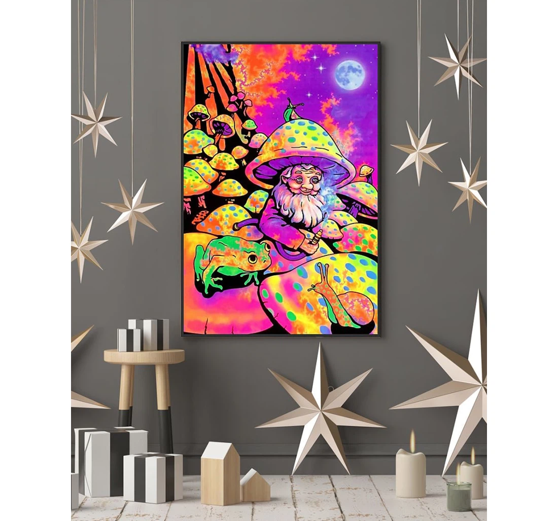 Personalized Poster, Canvas - Psychedelic Trippy Psilocybin Mushroom Print Framed Wall Art