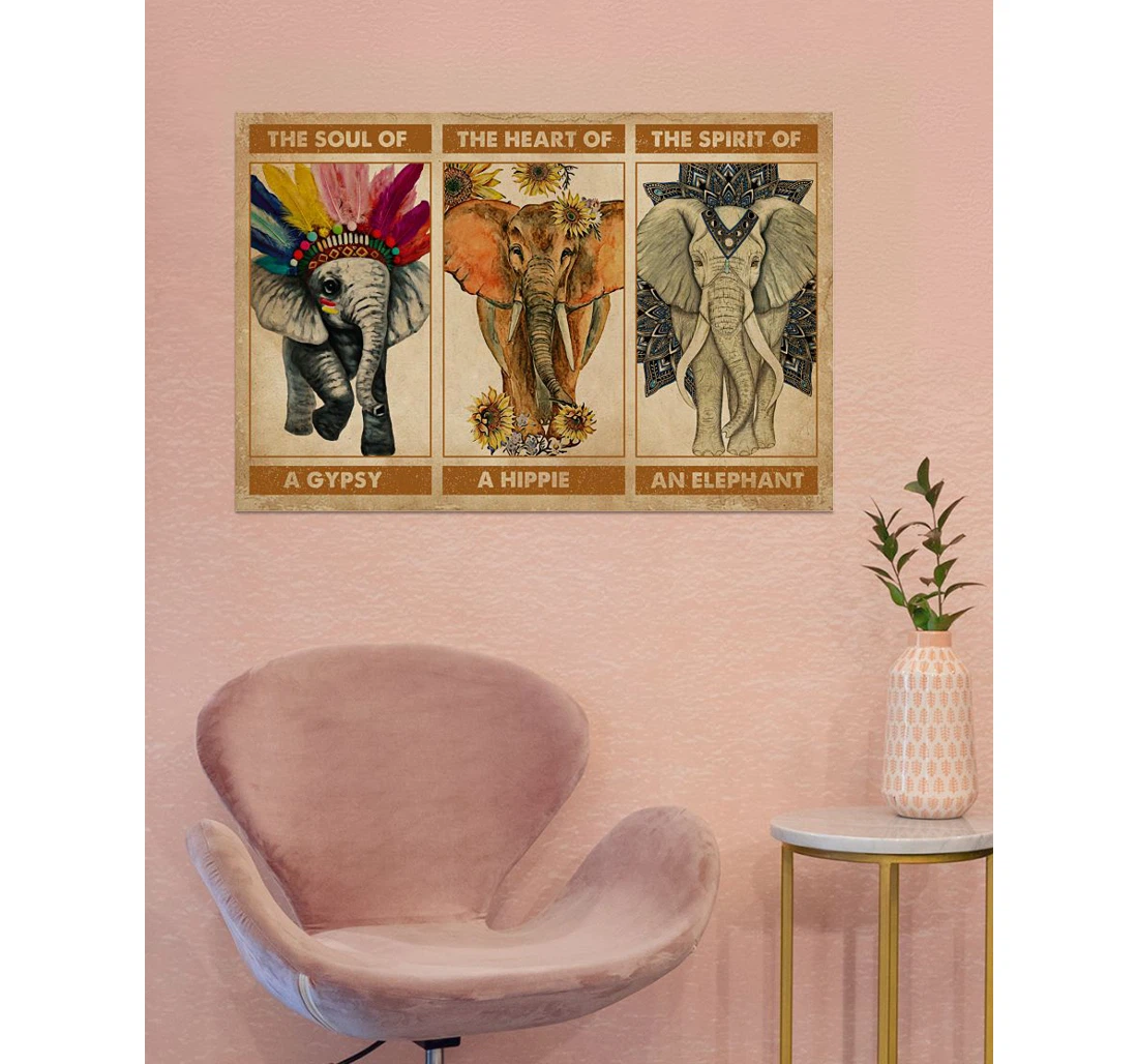Personalized Poster, Canvas - The Spirit Of An Elephant Print Framed Wall Art