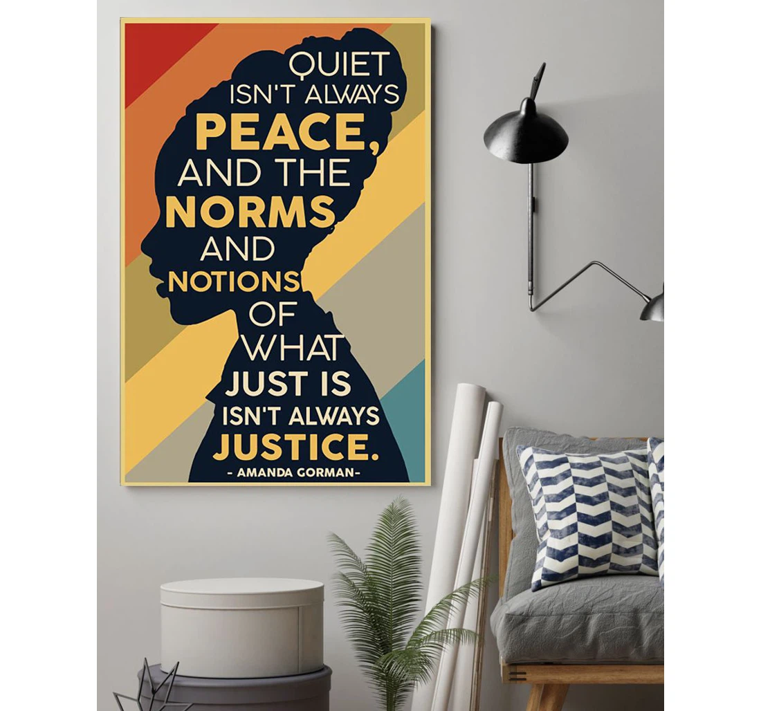 Personalized Poster, Canvas - Quiet Isn't Always Peace Amanda Gorman Print Framed Wall Art