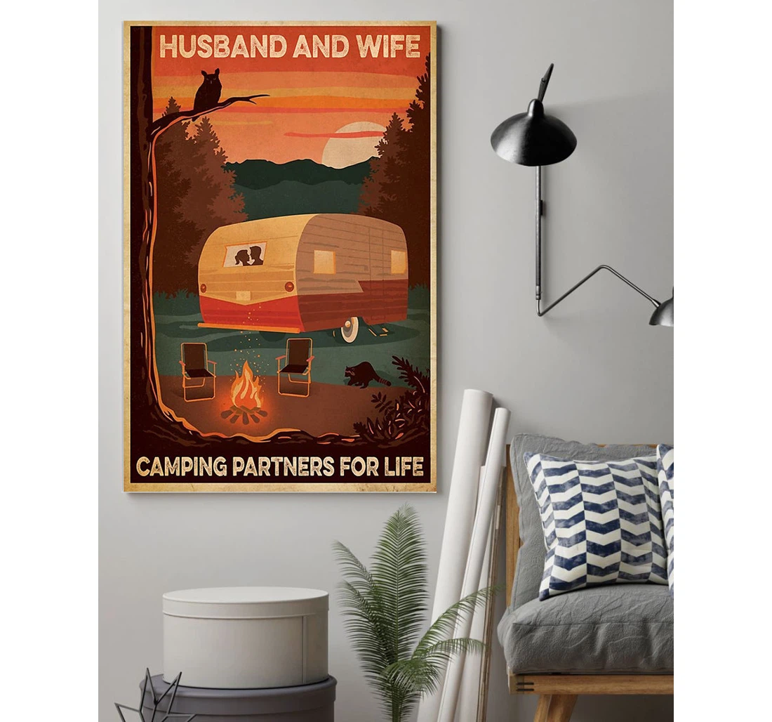 Personalized Poster, Canvas - Husband And Wife Camping Partners Life Camping Print Framed Wall Art